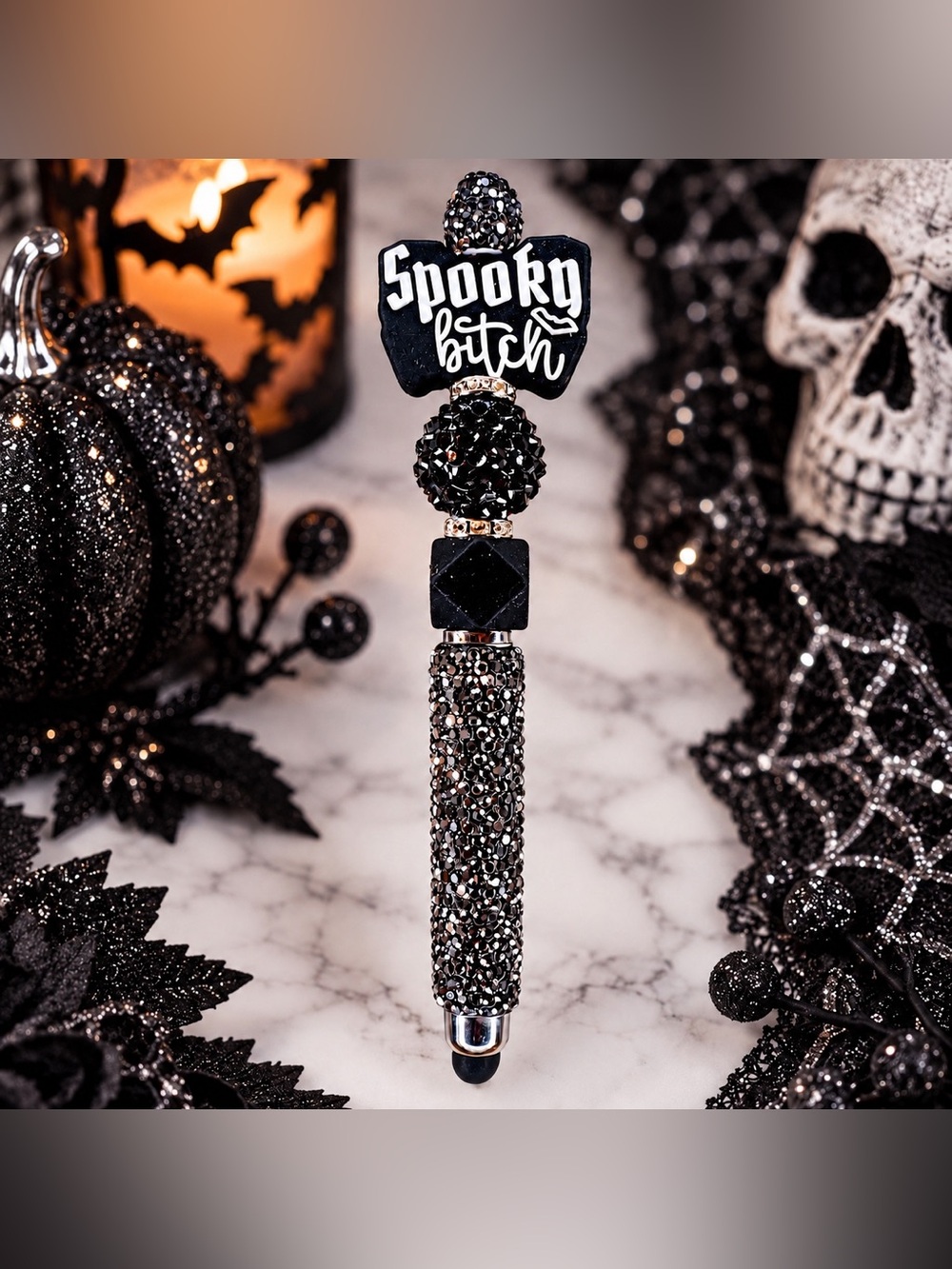 Spooky B🦇tch Novelty Black Rhinestone Stylus & Pen
